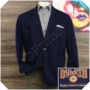 DULUTH TRADING Mens Blazer Sport Coat Casual Jacket Size L ( 46R ) Cotton Suit‎